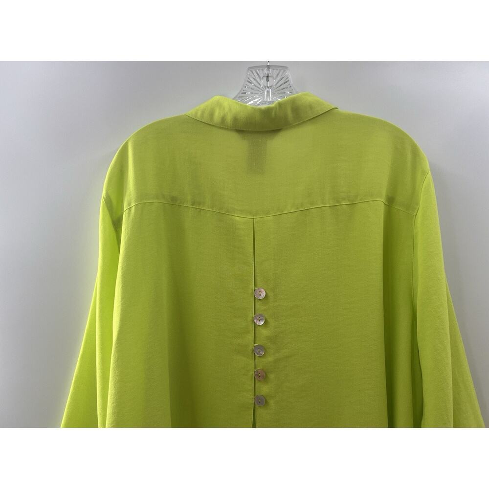 Ali Miles Women’s 3/4 Sleeve Button Front Neon Green Tunic Top Size 2X - Picture 9 of 9